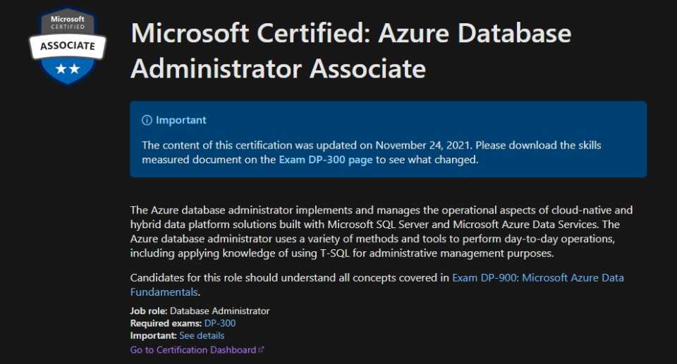 Microsoft Certified: Azure Database Administrator Associate