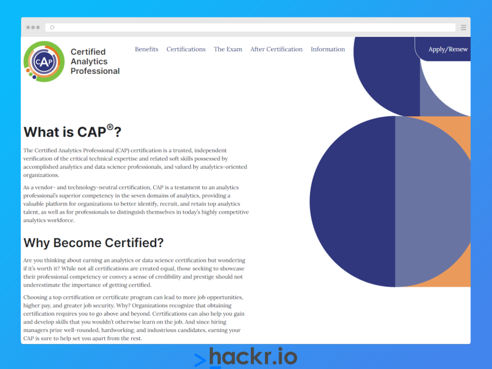 [Certified Analytics] Certified Analytics Professional (CAP)