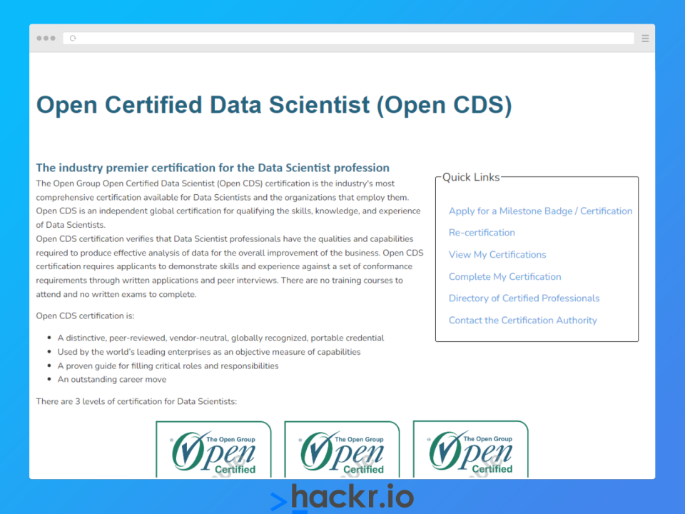 [The Open Group] Open Certified Data Scientist (Open CDS)