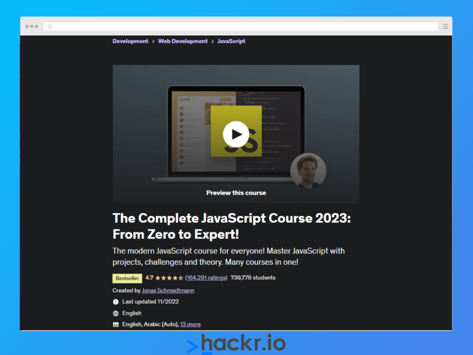 Learn JavaScript from scratch with the updated Complete JavaScript Course 2023!