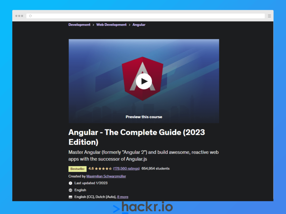 Angular - The Complete Guide (2023 Edition) was updated very recently.