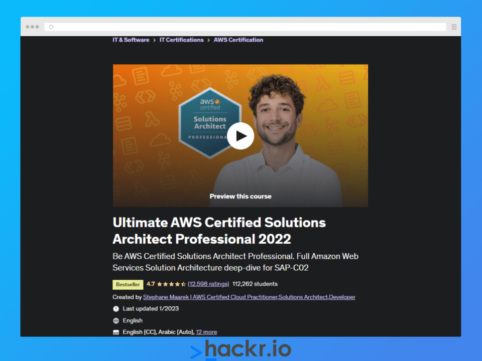 The Ultimate AWS Certified Solutions Architect Professional 2022 is regularly updated with new information