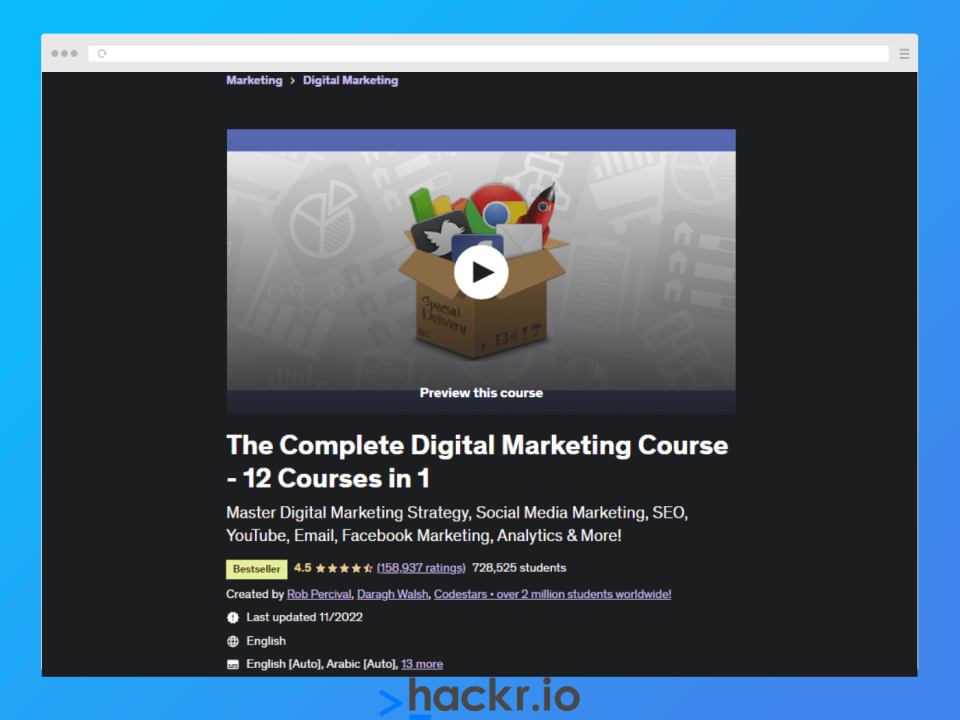 The Complete Digital Marketing Course recently received an update.