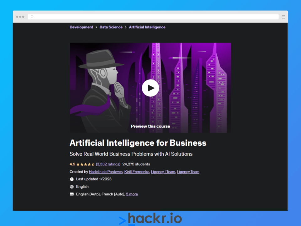 Learn Artificial Intelligence for Business in this recently updated course.