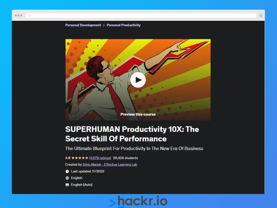 SUPERHUMAN Productivity 10x is a newer course, but that doesn’t mean it isn’t great.