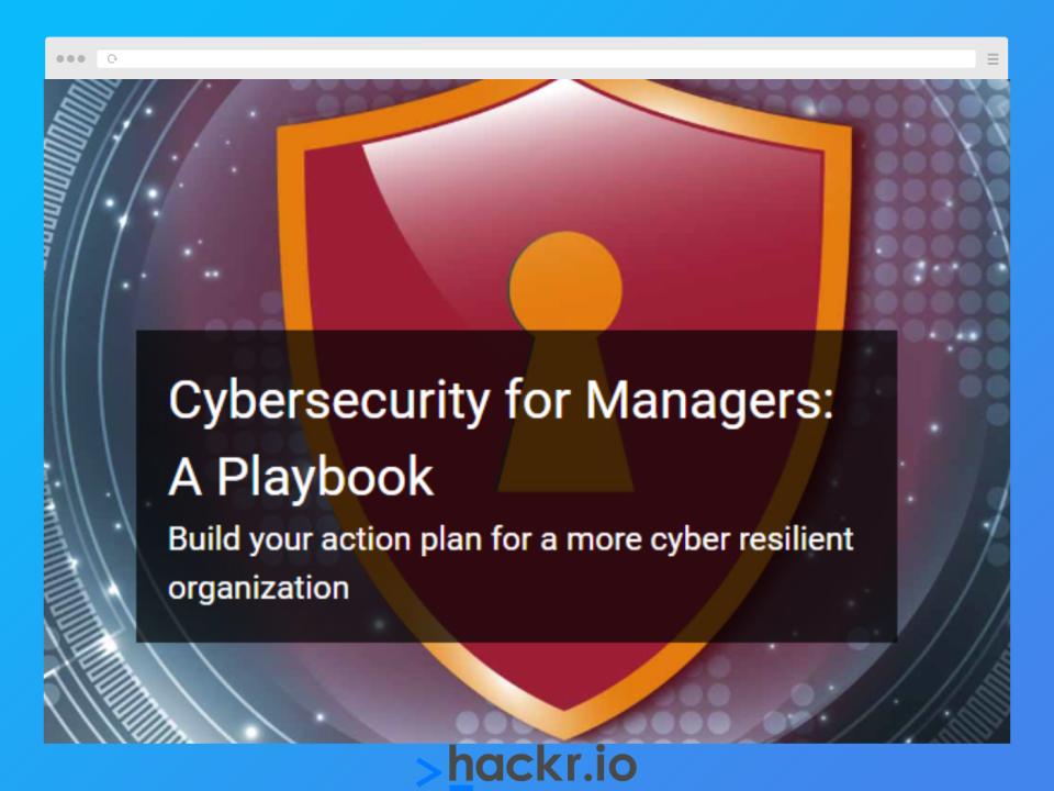 Cybersecurity For Managers: A Playbook