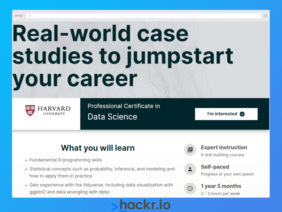 [edX] Harvard Professional Certificate in Data Science