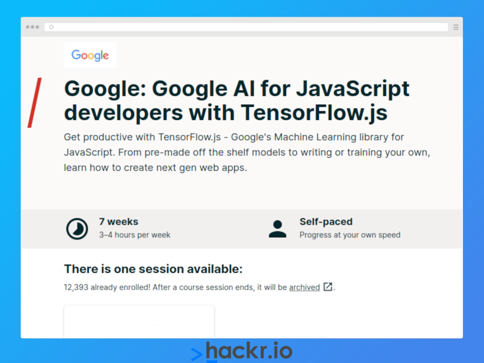 [edX] Google AI for JavaScript Developers with TensorFlow.js