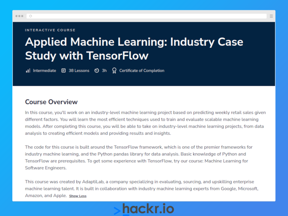 [educative.io] Applied Machine Learning: Industry Case Study with TensorFlow