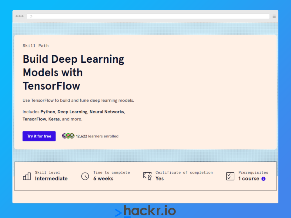 [Codecademy] Build Deep Learning Models with TensorFlow Skill Path