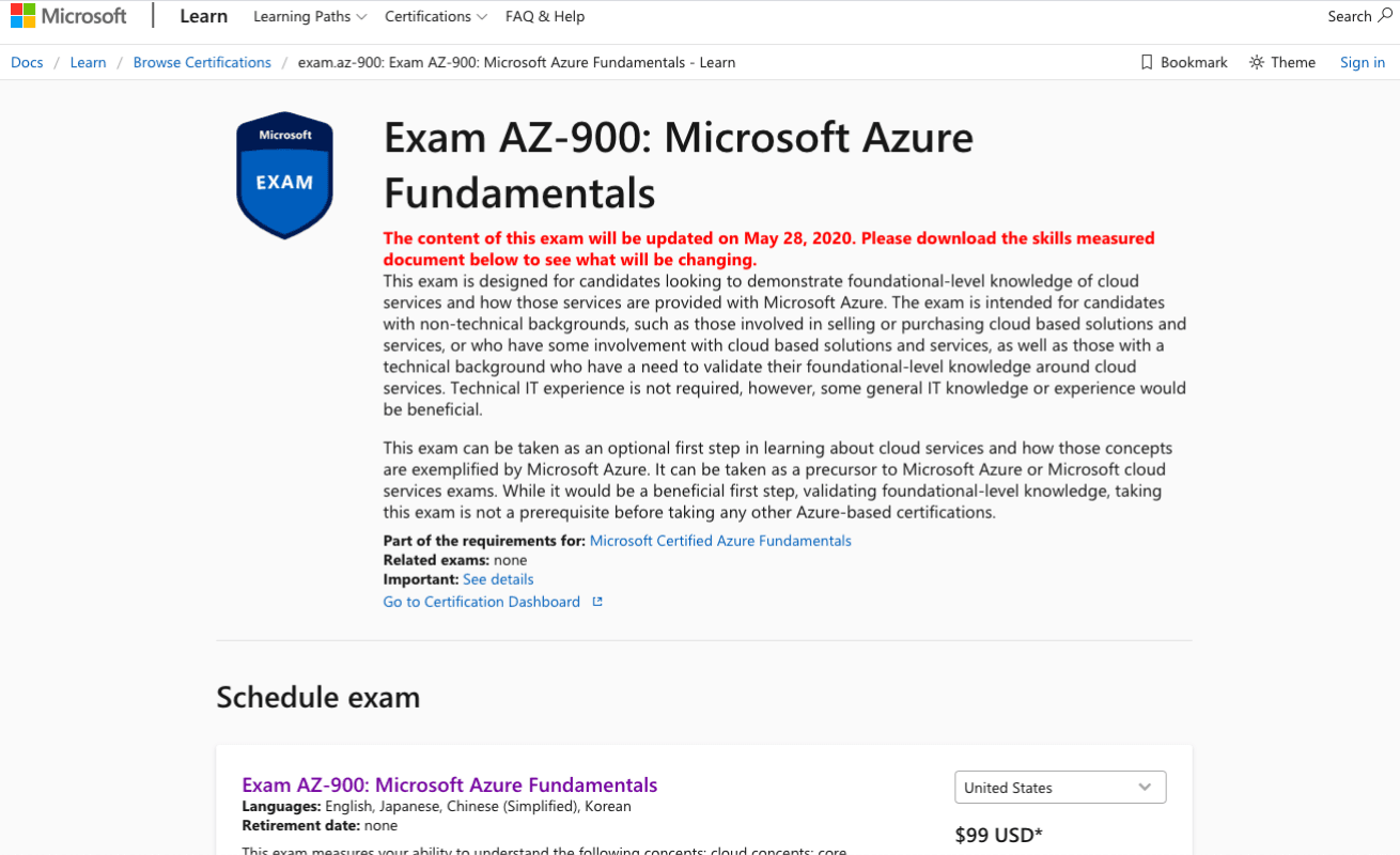 Microsoft Azure Fundamentals (Exam AZ-900)