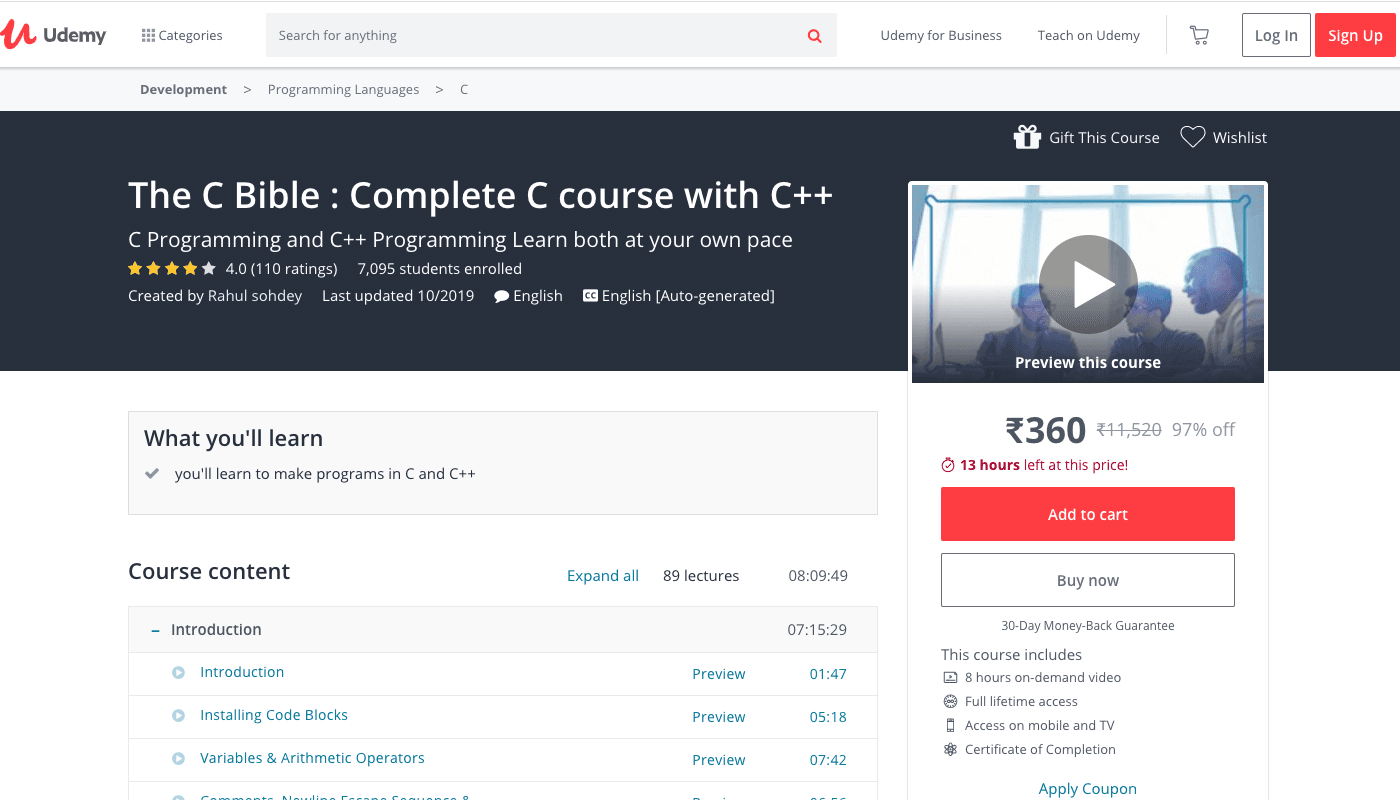 The C Bible: Complete C class with C++