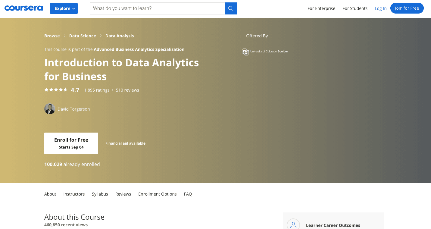 Introduction to Data Analytics for Business