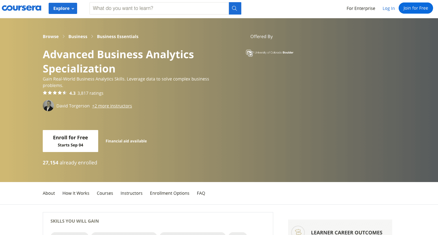 Advanced Business Analytics Specialization